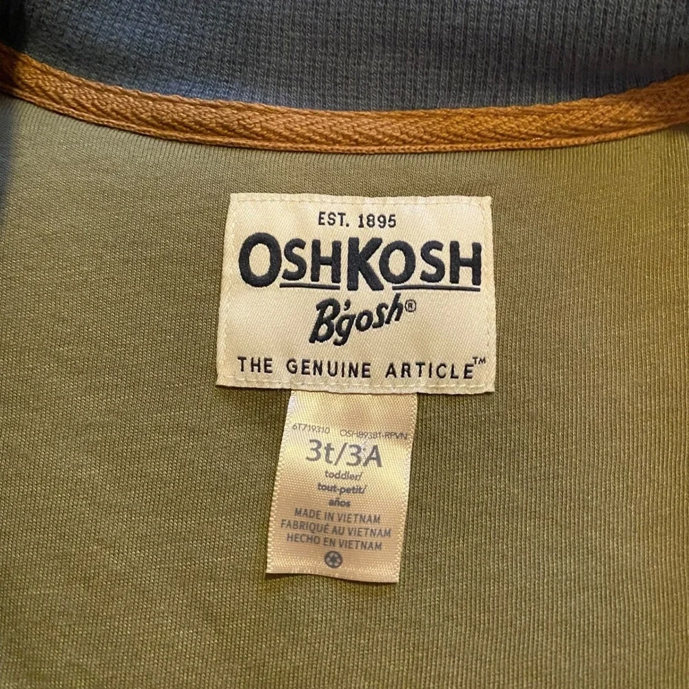 OshKosh Bgosh Kids 3T Olive Green Blue Corduroy Snap Puffer Vest GCL127359-RPVN